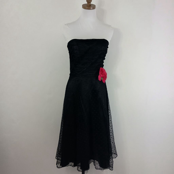 Vintage 90s Scott McClintock Black Floral Mini Dress Size 8 - Picture 1 of 14